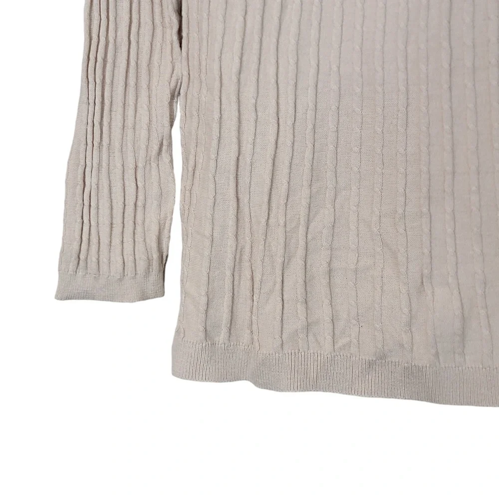 Soft Surroundings Wool Blend Cowl Neck Cable Knit Ribbed Pullover Sweater XS